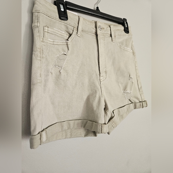 NWT Vervet High Waisted Gray Denim Jean Shorts size large L distressed Rebecca - Picture 4 of 5